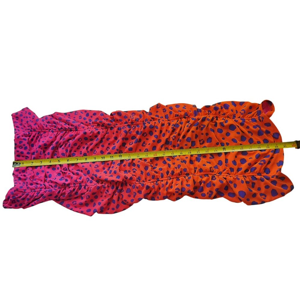 AFRM Strapless MINI Dress Size S/P Pink to Orange Lepard gradient Ruching - Picture 7 of 8
